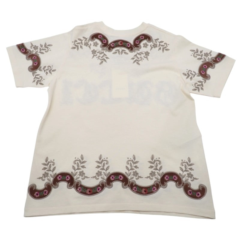 グッチ GUCCI フラワー刺繍 Ｔシャツ S 半袖Ｔシャツ コットン アイボリー レディース【中古】【Aランク】