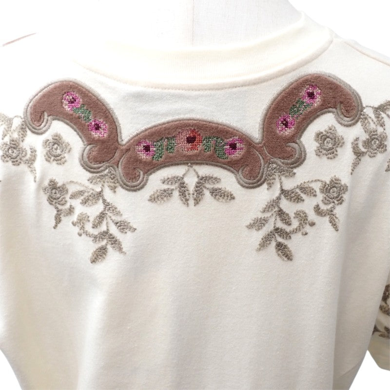 グッチ GUCCI フラワー刺繍 Ｔシャツ S 半袖Ｔシャツ コットン アイボリー レディース【中古】【Aランク】