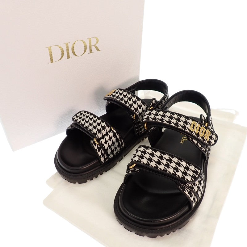 クリスチャンディオール Christian Dior Dioract サンダル サンダル ブラック ホワイト ゴールド金具 レディース【中古】【ABランク】