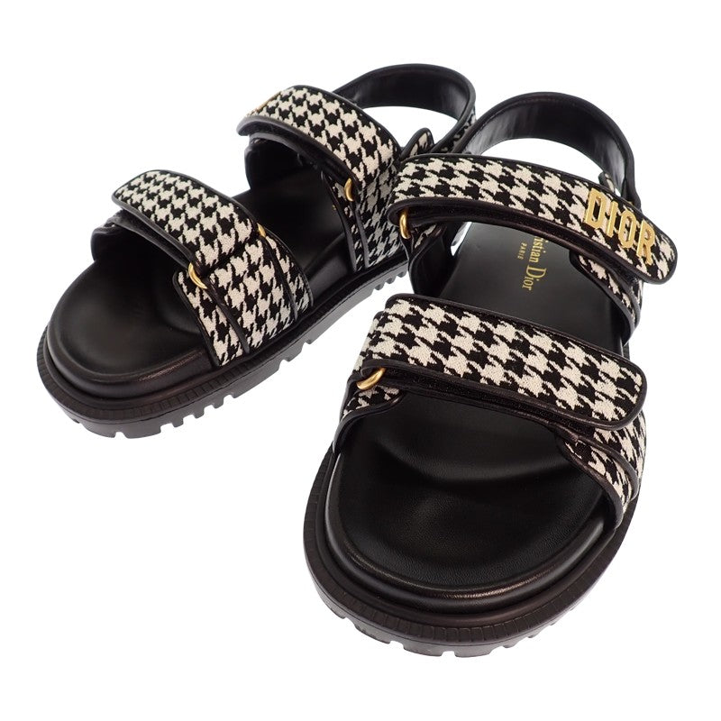 クリスチャンディオール Christian Dior Dioract サンダル サンダル ブラック ホワイト ゴールド金具 レディース【中古】【ABランク】