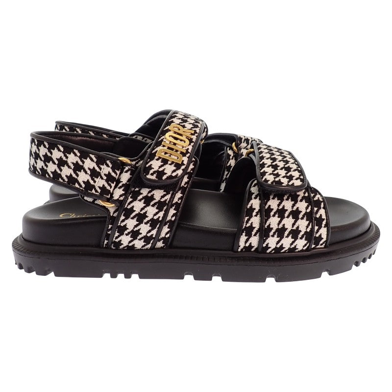 クリスチャンディオール Christian Dior Dioract サンダル サンダル ブラック ホワイト ゴールド金具 レディース【中古】【ABランク】