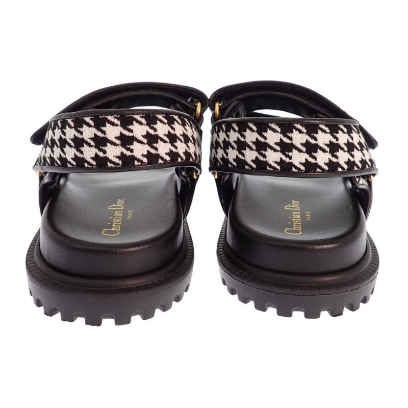 クリスチャンディオール Christian Dior Dioract サンダル サンダル ブラック ホワイト ゴールド金具 レディース【中古】【ABランク】