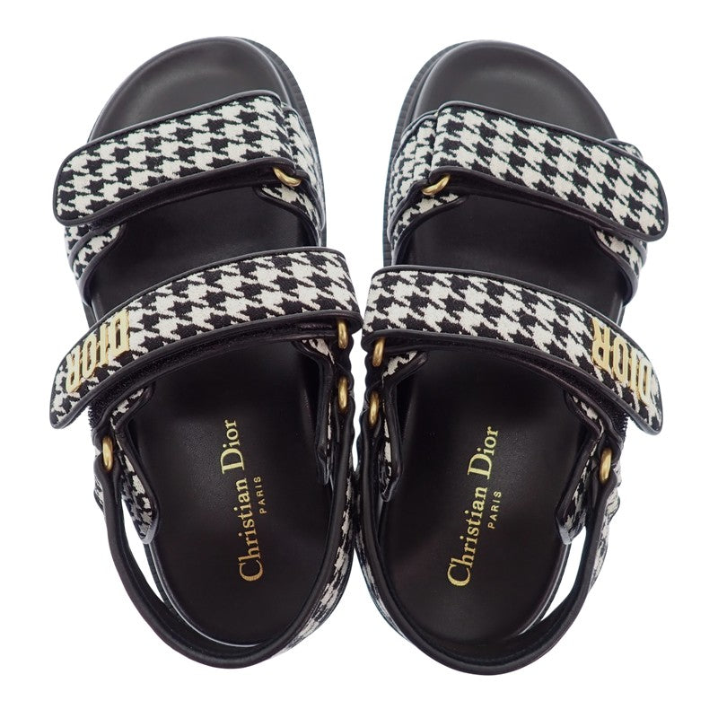クリスチャンディオール Christian Dior Dioract サンダル サンダル ブラック ホワイト ゴールド金具 レディース【中古】【ABランク】