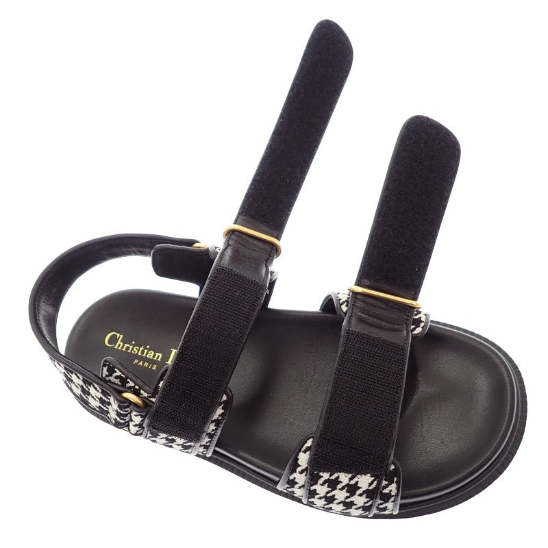 クリスチャンディオール Christian Dior Dioract サンダル サンダル ブラック ホワイト ゴールド金具 レディース【中古】【ABランク】