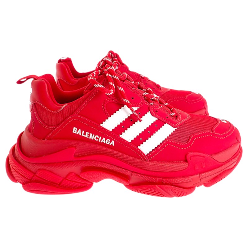 バレンシアガ BALENCIAGA アディダス adidas Triple S 712821 スニーカー レザー レッド メンズ【中古】【Aランク】