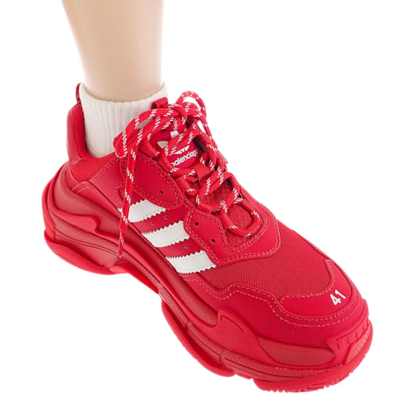 バレンシアガ BALENCIAGA アディダス adidas Triple S 712821 スニーカー レザー レッド メンズ【中古】【Aランク】