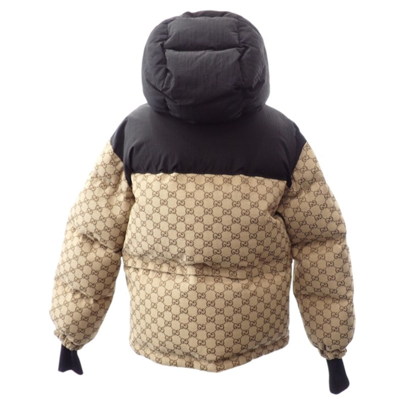 グッチ GUCCI キャンバスボンバー 36 761698 ダウンジャケット GGキャンバス ベージュ ブラック レディース【中古】【Aランク】
