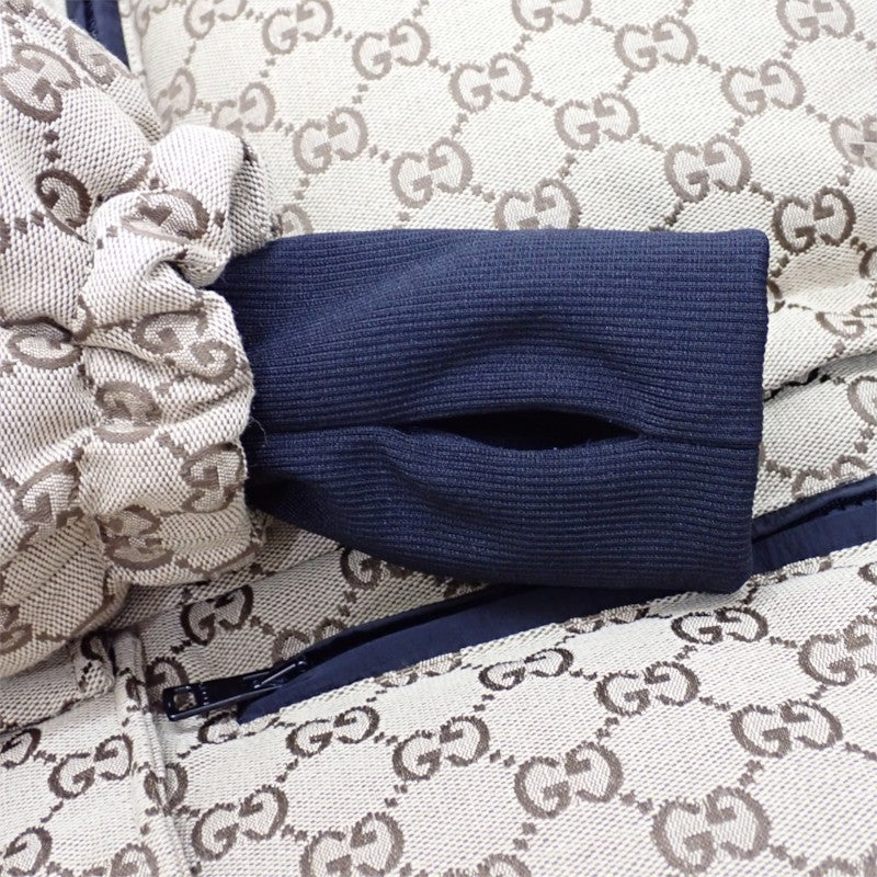 グッチ GUCCI キャンバスボンバー 36 761698 ダウンジャケット GGキャンバス ベージュ ブラック レディース【中古】【Aランク】