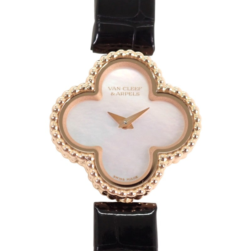 ヴァンクリーフ＆アーペル Van Cleef & Arpels スウィート アルハンブラ ウォッチ VCARO8SF00 腕時計 K18ピンクゴールド レザー クオーツ レディース【中古】【Aランク】