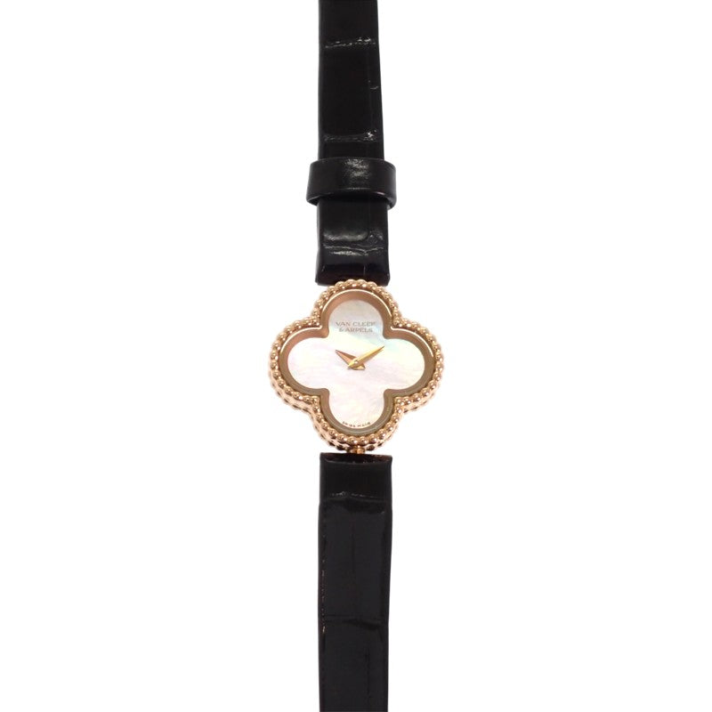 ヴァンクリーフ＆アーペル Van Cleef & Arpels スウィート アルハンブラ ウォッチ VCARO8SF00 腕時計 K18ピンクゴールド レザー クオーツ レディース【中古】【Aランク】