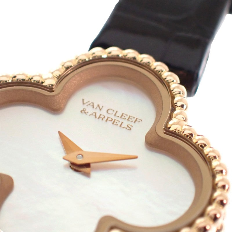 ヴァンクリーフ＆アーペル Van Cleef & Arpels スウィート アルハンブラ ウォッチ VCARO8SF00 腕時計 K18ピンクゴールド レザー クオーツ レディース【中古】【Aランク】