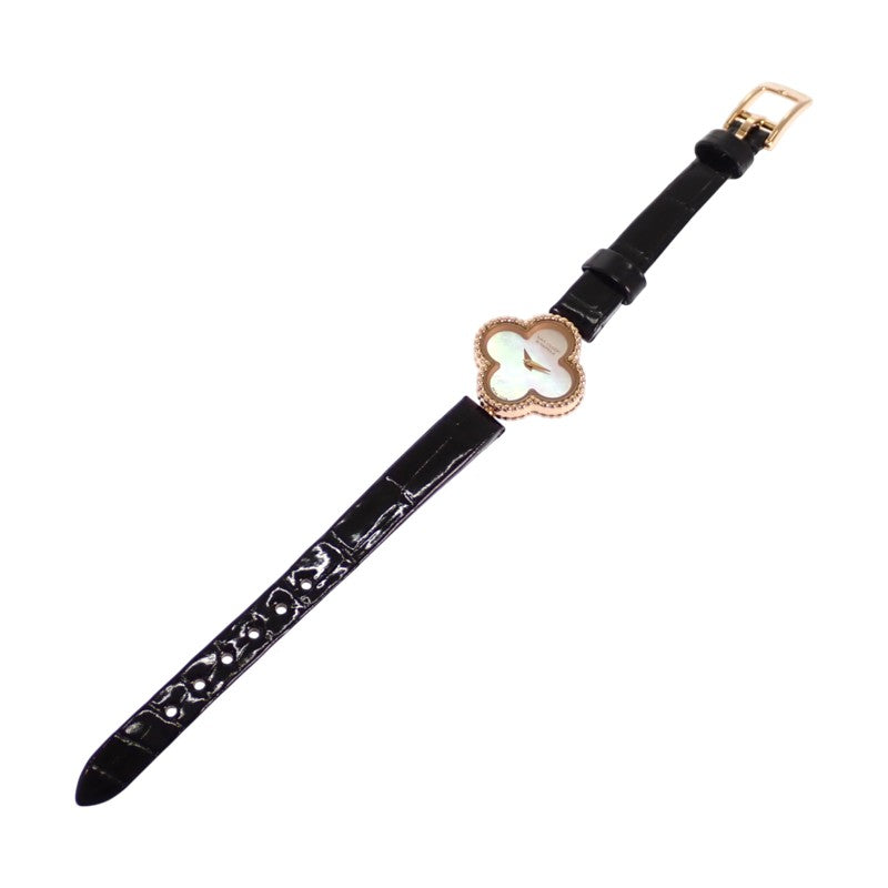 ヴァンクリーフ＆アーペル Van Cleef & Arpels スウィート アルハンブラ ウォッチ VCARO8SF00 腕時計 K18ピンクゴールド レザー クオーツ レディース【中古】【Aランク】