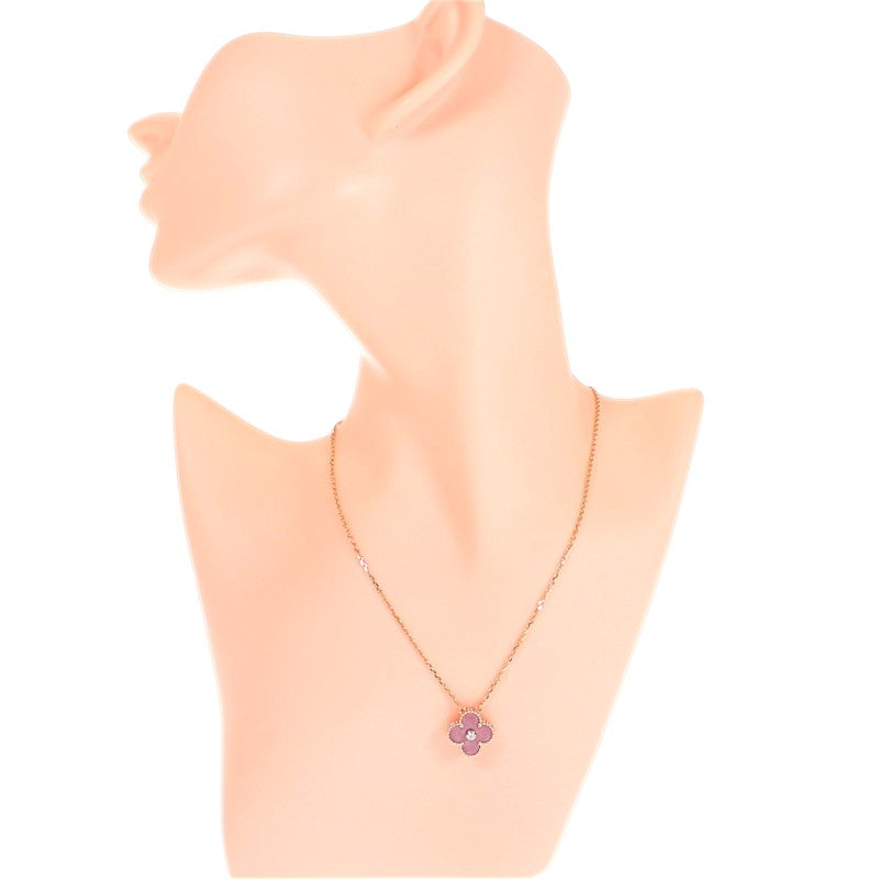 ヴァンクリーフ＆アーペル Van Cleef & Arpels ヴィンテージ アルハンブラ 2021年限定 VCARP7TD00 ネックレス K18ピンクゴールド ロードナイト ダイヤモンド レディース【中古】【Aランク】