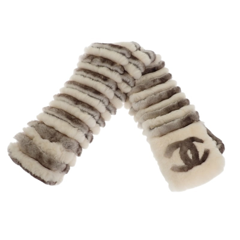 シャネル CHANEL オリラグファー マフラー カシミヤ ホワイト アイボリー レディース【中古】【Aランク】