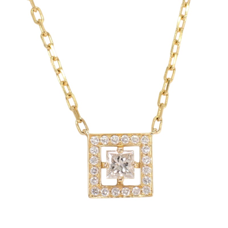 ブシュロン Boucheron アバ スクエア ダイヤ ネックレス K18イエローゴールド 18金 ダイヤモンド レディース【中古】【Aランク】