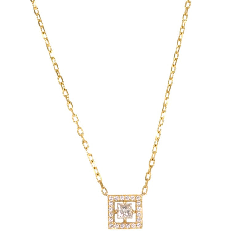 ブシュロン Boucheron アバ スクエア ダイヤ ネックレス K18イエローゴールド 18金 ダイヤモンド レディース【中古】【Aランク】