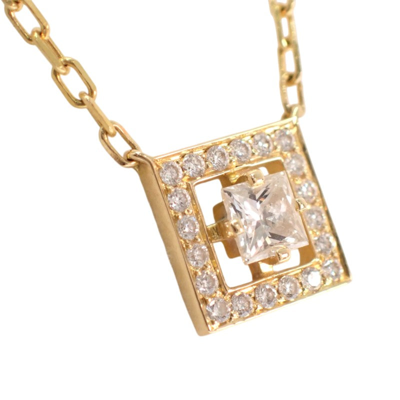 ブシュロン Boucheron アバ スクエア ダイヤ ネックレス K18イエローゴールド 18金 ダイヤモンド レディース【中古】【Aランク】