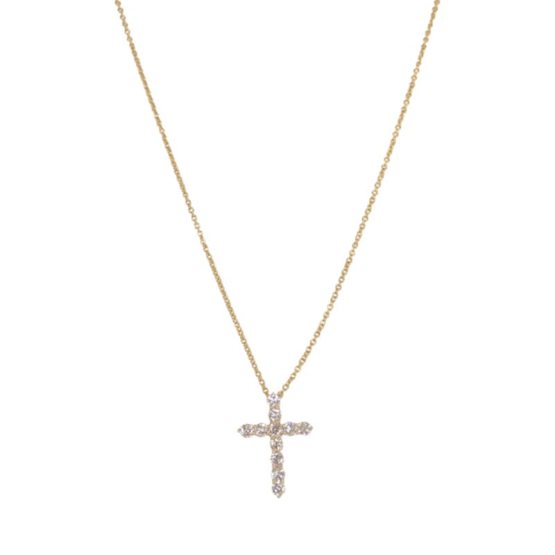 ティファニー TIFFANY&Co. クロスペンダント ミニ 十字架 67124766 ネックレス K18イエローゴールド 18金 ダイヤモンド レディース【中古】【Aランク】