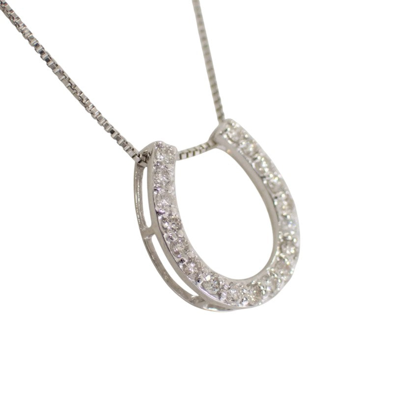 ホースシュー ネックレス K18ホワイトゴールド ダイヤモンド レディース【中古】【Aランク】
