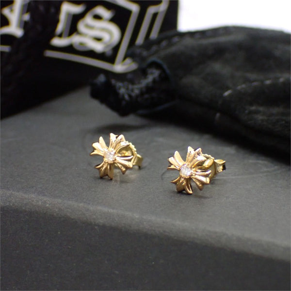 クロムハーツ CHROME HEARTS CHプラススタッド ピアス K22イエローゴールド ダイヤモンド メンズ レディース【中古】【Aランク】