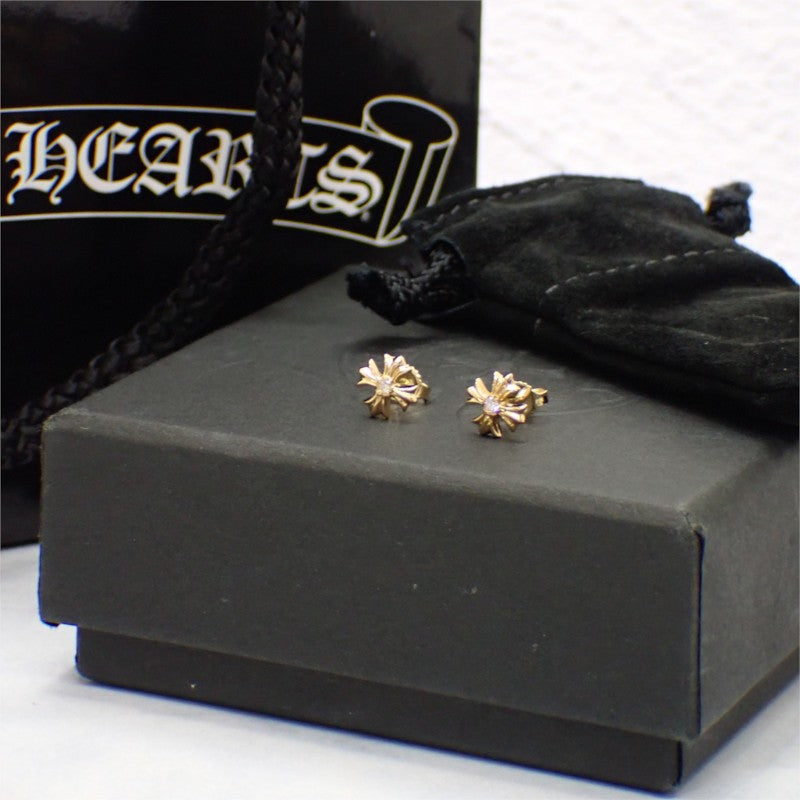 クロムハーツ CHROME HEARTS CHプラススタッド ピアス K22イエローゴールド ダイヤモンド メンズ レディース【中古】【Aランク】