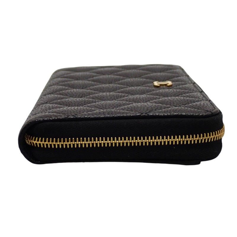 シャネル CHANEL クラシックロングジップウォレット AP0242 長財布 キャビアスキン ブラック ゴールド金具 レディース【中古】【SAランク】