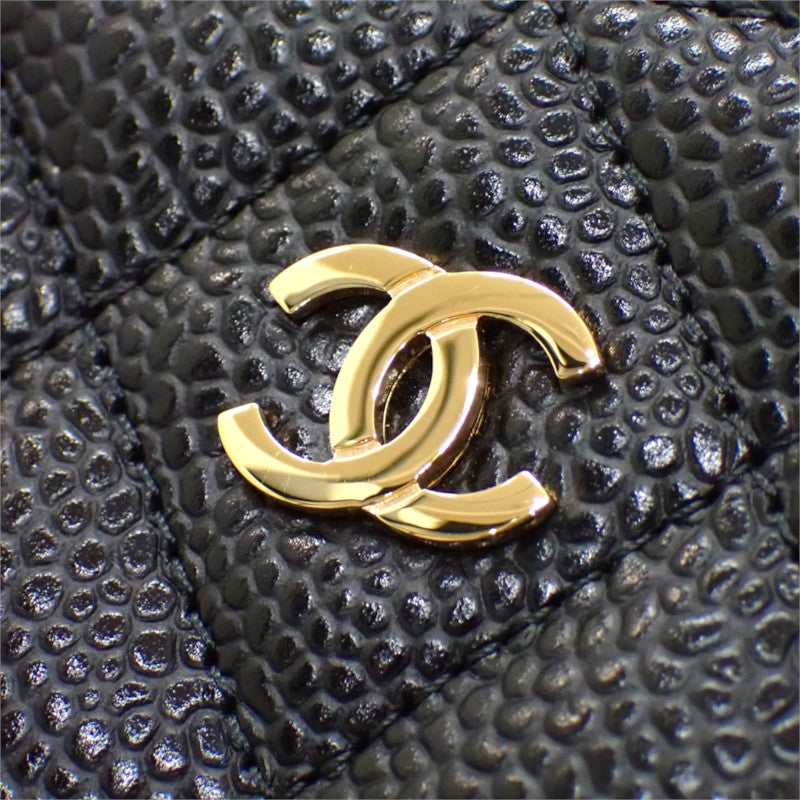 シャネル CHANEL クラシックロングジップウォレット AP0242 長財布 キャビアスキン ブラック ゴールド金具 レディース【中古】【SAランク】