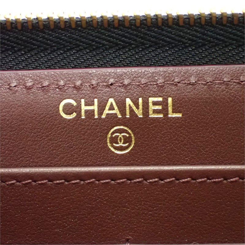 シャネル CHANEL クラシックロングジップウォレット AP0242 長財布 キャビアスキン ブラック ゴールド金具 レディース【中古】【SAランク】