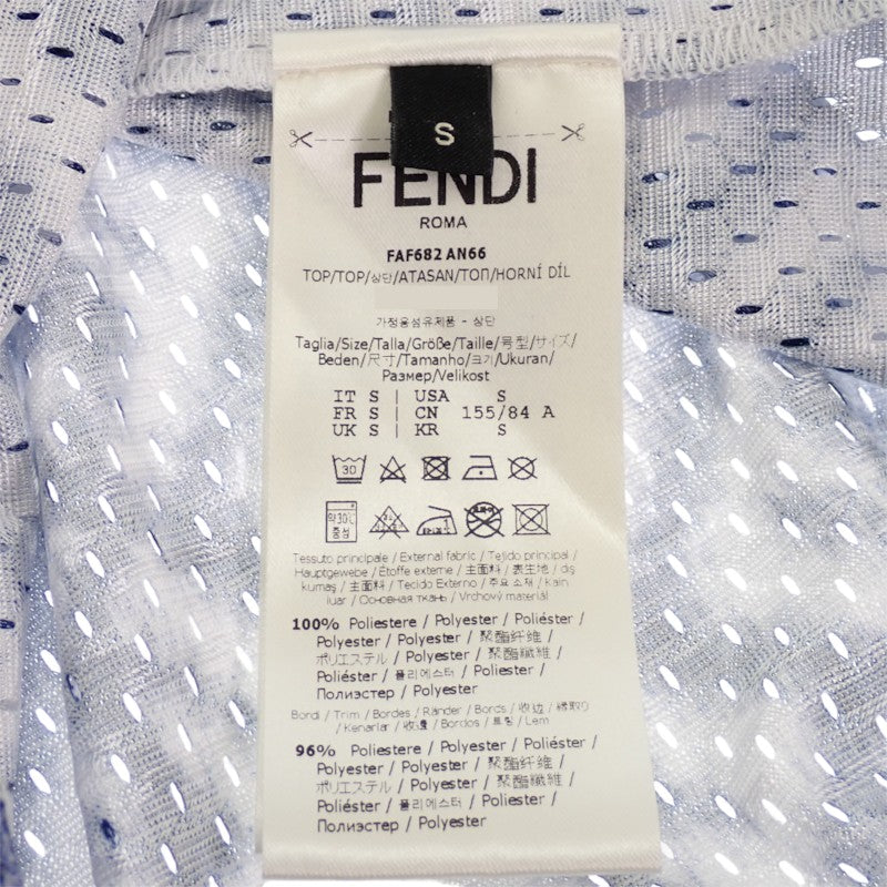 フェンディ FENDI テクニカルメッシュ S FAF682AN66F1KRN 半袖Ｔシャツ ポリエステル ブルー メンズ【中古】【Aランク】