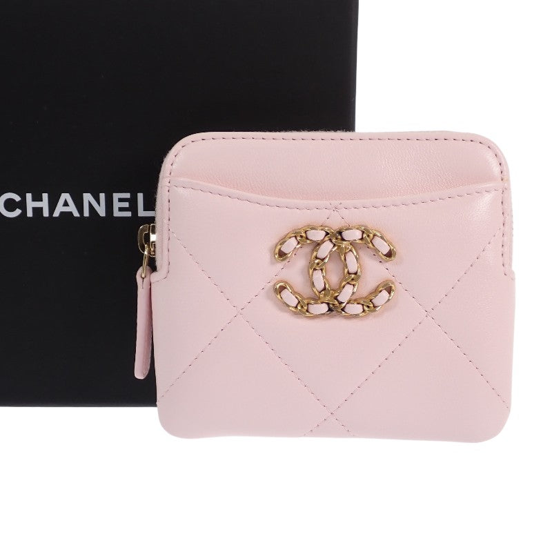 シャネル CHANEL 19 ジップコインパース ディズヌフ AP2086 コインケース ラムスキン ピンク ゴールド金具 レディース【中古】【ABランク】