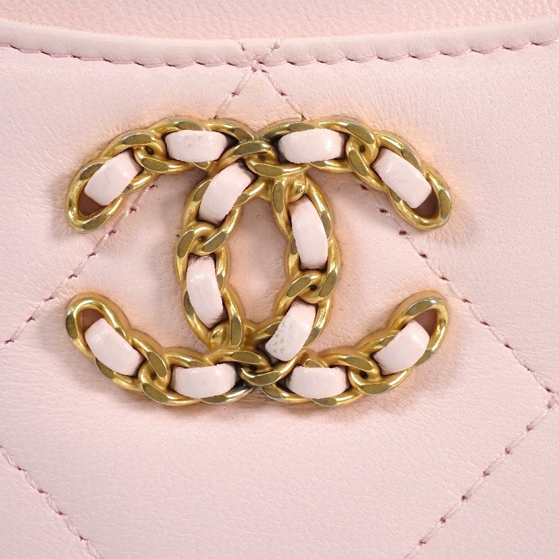 シャネル CHANEL 19 ジップコインパース ディズヌフ AP2086 コインケース ラムスキン ピンク ゴールド金具 レディース【中古】【ABランク】