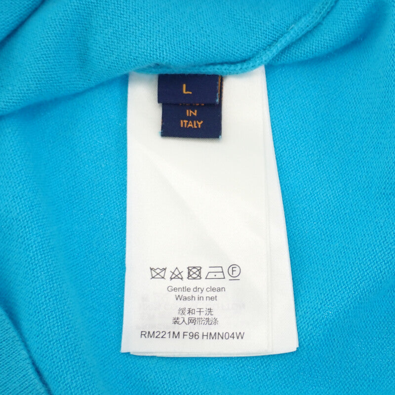 ルイヴィトン LOUIS VUITTON エンブロイダードシグネチャー ショートスリーブ ニット L 半袖Ｔシャツ コットン ブルー メンズ レディース【中古】【ABランク】