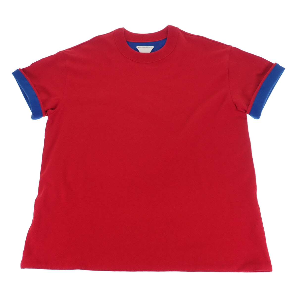 ボッテガヴェネタ BOTTEGA VENETA ダブルレイヤー S 661788_V16E0 半袖Ｔシャツ コットン レッド ブルー メンズ レディース【中古】【Aランク】