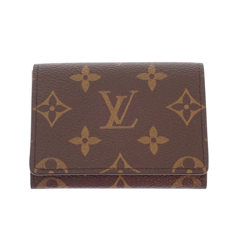 ルイヴィトン LOUIS VUITTON アンヴェロップ・カルト ドゥ ヴィジット M63801 モノグラム カードケース ブラウン ゴールド金具 レディース メンズ【中古】【Sランク】