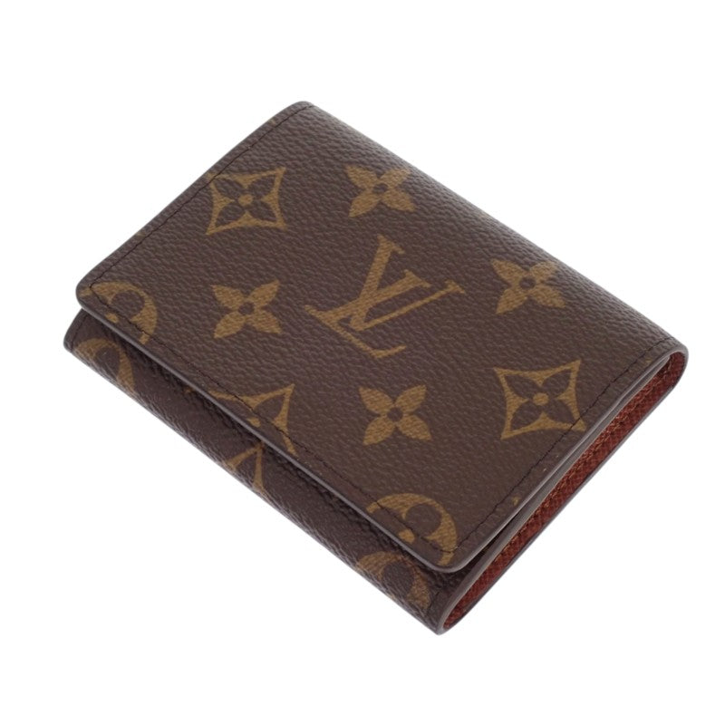 ルイヴィトン LOUIS VUITTON アンヴェロップ・カルト ドゥ ヴィジット M63801 モノグラム カードケース ブラウン ゴールド金具 レディース メンズ【中古】【Sランク】