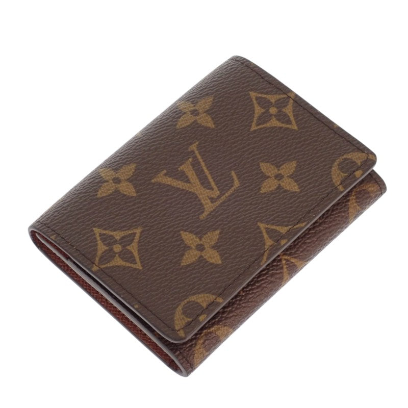 ルイヴィトン LOUIS VUITTON アンヴェロップ・カルト ドゥ ヴィジット M63801 モノグラム カードケース ブラウン ゴールド金具 レディース メンズ【中古】【Sランク】