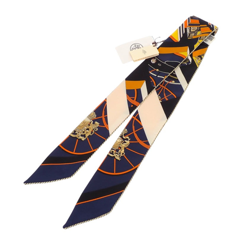 エルメス HERMES ツイリー Springs Springs baguette H853932S_22 スカーフ シルク オレンジ ネイビー ノワール レディース【中古】【Aランク】