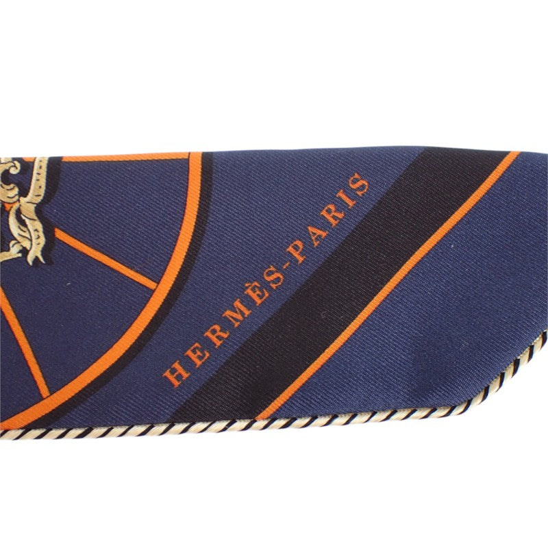 エルメス HERMES ツイリー Springs Springs baguette H853932S_22 スカーフ シルク オレンジ ネイビー ノワール レディース【中古】【Aランク】