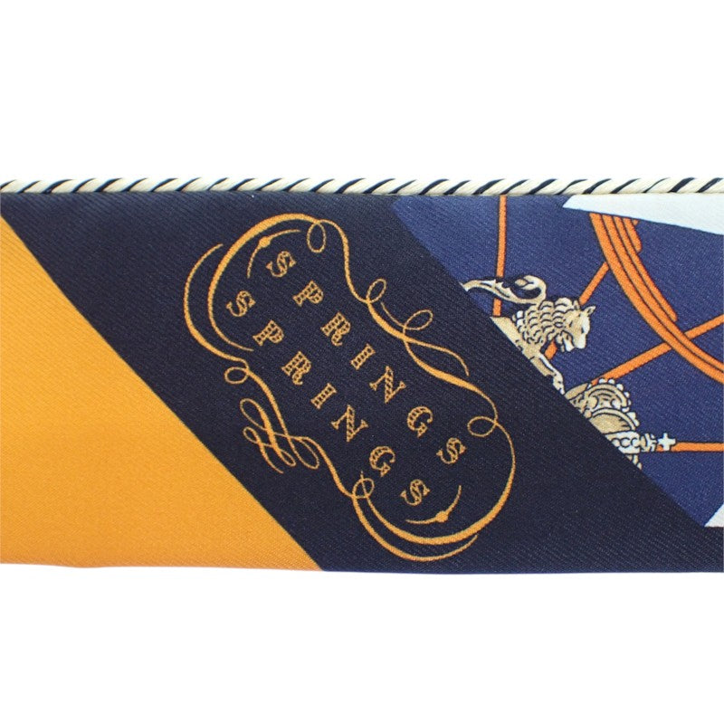 エルメス HERMES ツイリー Springs Springs baguette H853932S_22 スカーフ シルク オレンジ ネイビー ノワール レディース【中古】【Aランク】