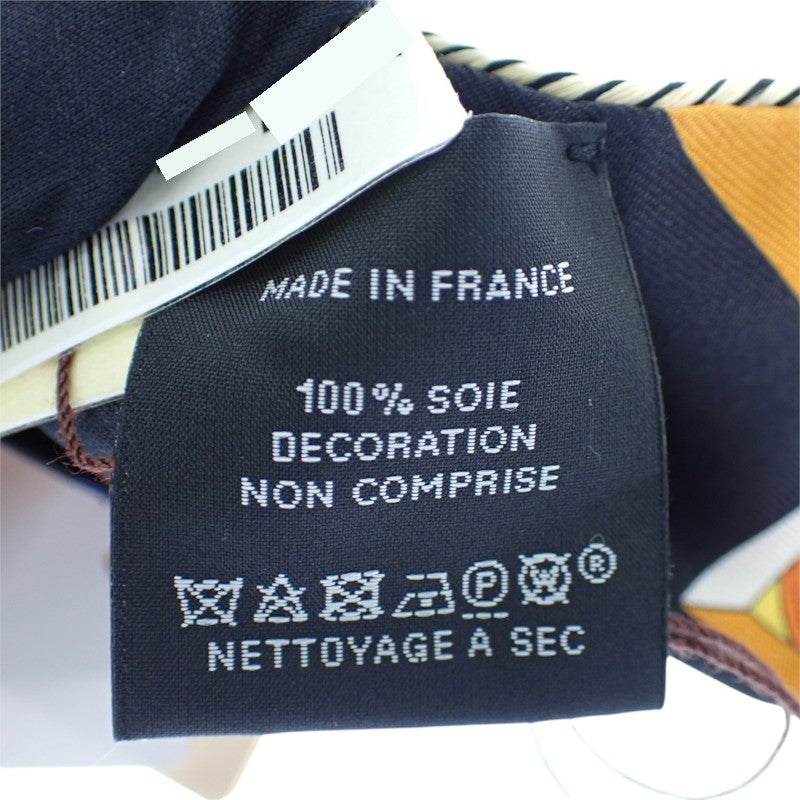 エルメス HERMES ツイリー Springs Springs baguette H853932S_22 スカーフ シルク オレンジ ネイビー ノワール レディース【中古】【Aランク】