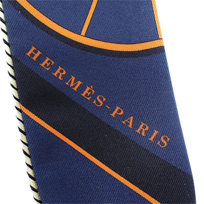 エルメス HERMES ツイリー Springs Springs baguette H853932S_22 スカーフ シルク オレンジ ネイビー ノワール レディース【中古】【Aランク】
