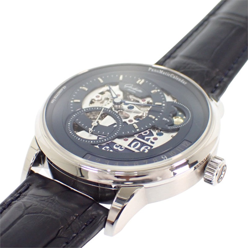 グラスヒュッテ Glashutte パノマティック・カレンダー 1-92-11-01-03-64 腕時計 Pt950プラチナ ネイビー 自動巻き ネイビー文字盤 メンズ【中古】【Aランク】