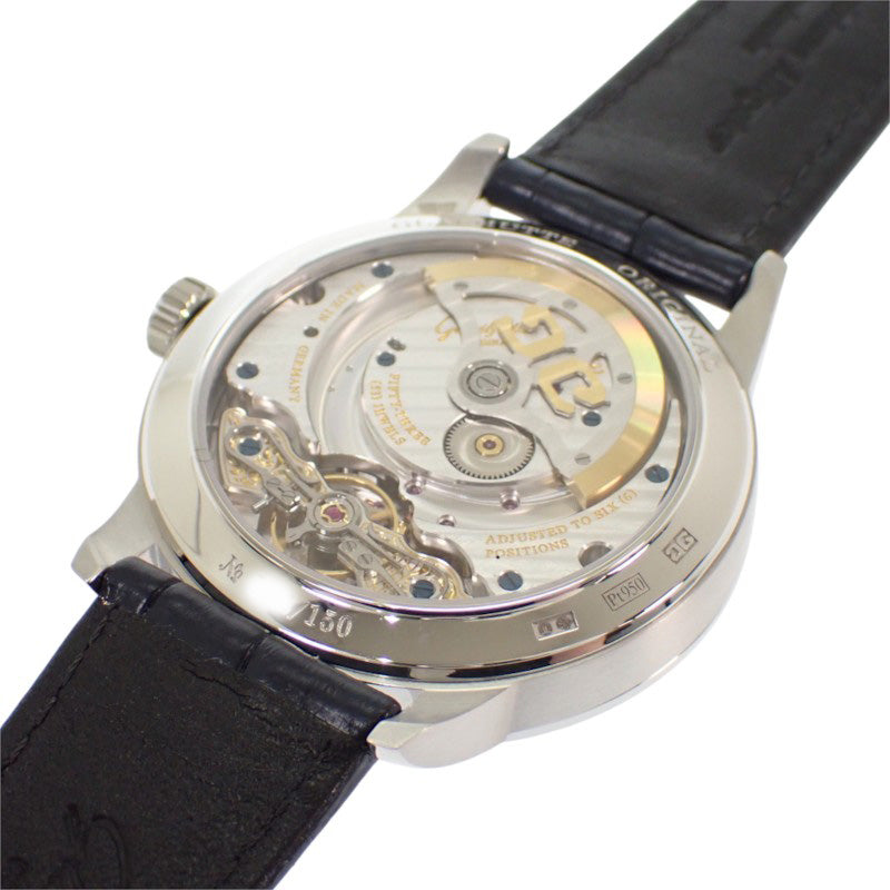 グラスヒュッテ Glashutte パノマティック・カレンダー 1-92-11-01-03-64 腕時計 Pt950プラチナ ネイビー 自動巻き ネイビー文字盤 メンズ【中古】【Aランク】
