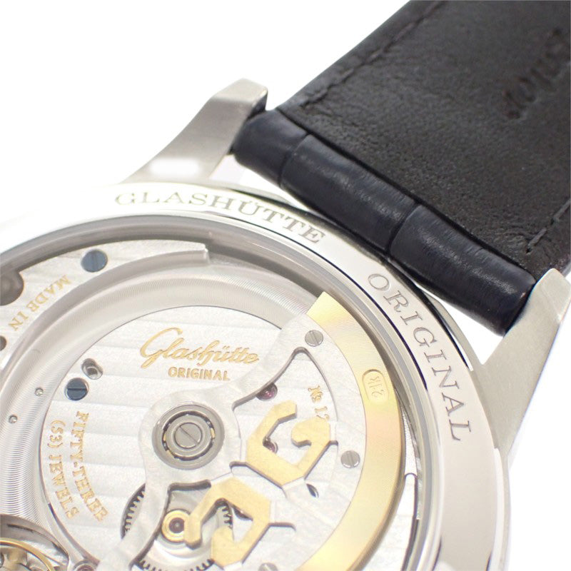 グラスヒュッテ Glashutte パノマティック・カレンダー 1-92-11-01-03-64 腕時計 Pt950プラチナ ネイビー 自動巻き ネイビー文字盤 メンズ【中古】【Aランク】