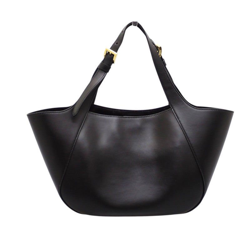 プラダ PRADA ミディアム レザー トート 1BG483 トートバッグ カーフ ブラック ゴールド金具 レディース【中古】【Aランク】