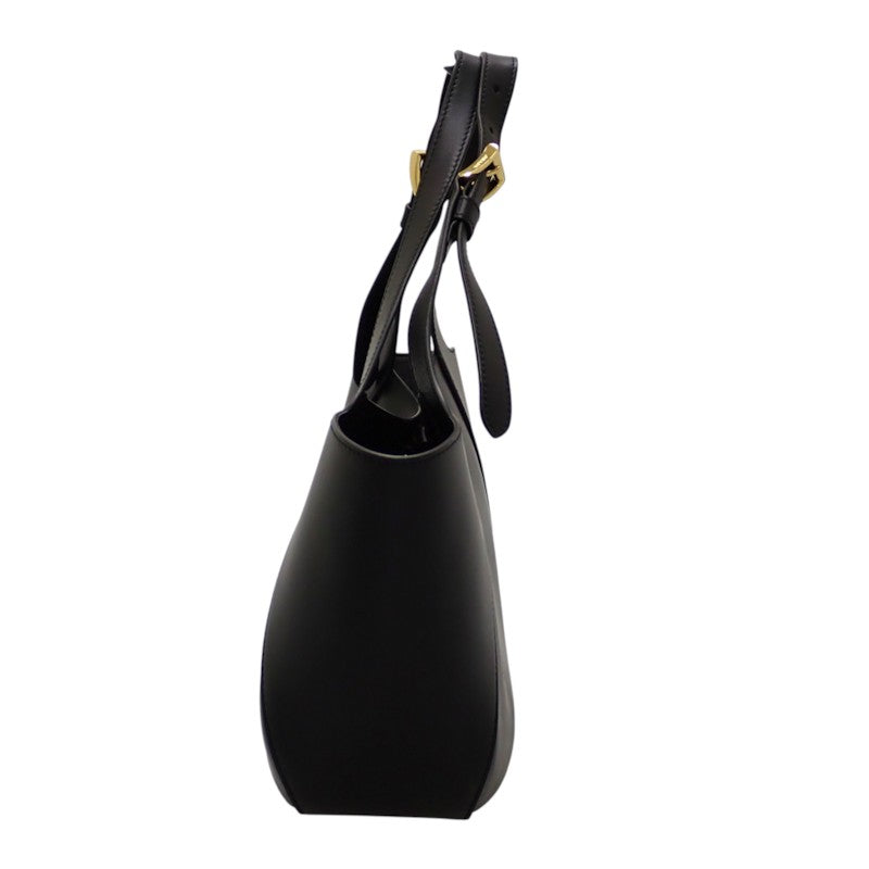 プラダ PRADA ミディアム レザー トート 1BG483 トートバッグ カーフ ブラック ゴールド金具 レディース【中古】【Aランク】