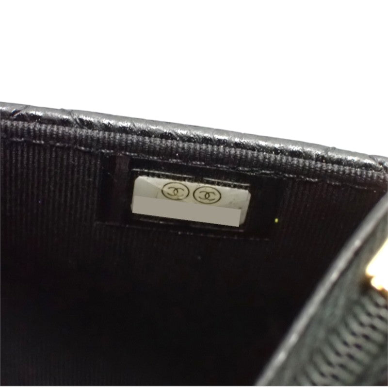 シャネル CHANEL クラシックチェーンウォレット AP0250 長財布 キャビアスキン ブラック ゴールド金具 レディース【中古】【Aランク】