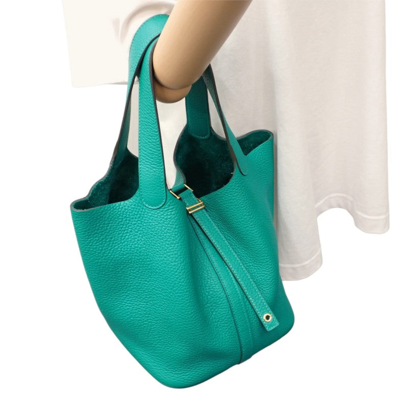 エルメス HERMES ピコタンロックMM ヴェールヴェローヌ ハンドバッグ トリヨンクレマンス グリーン ゴールド金具 レディース【中古】【ABランク】