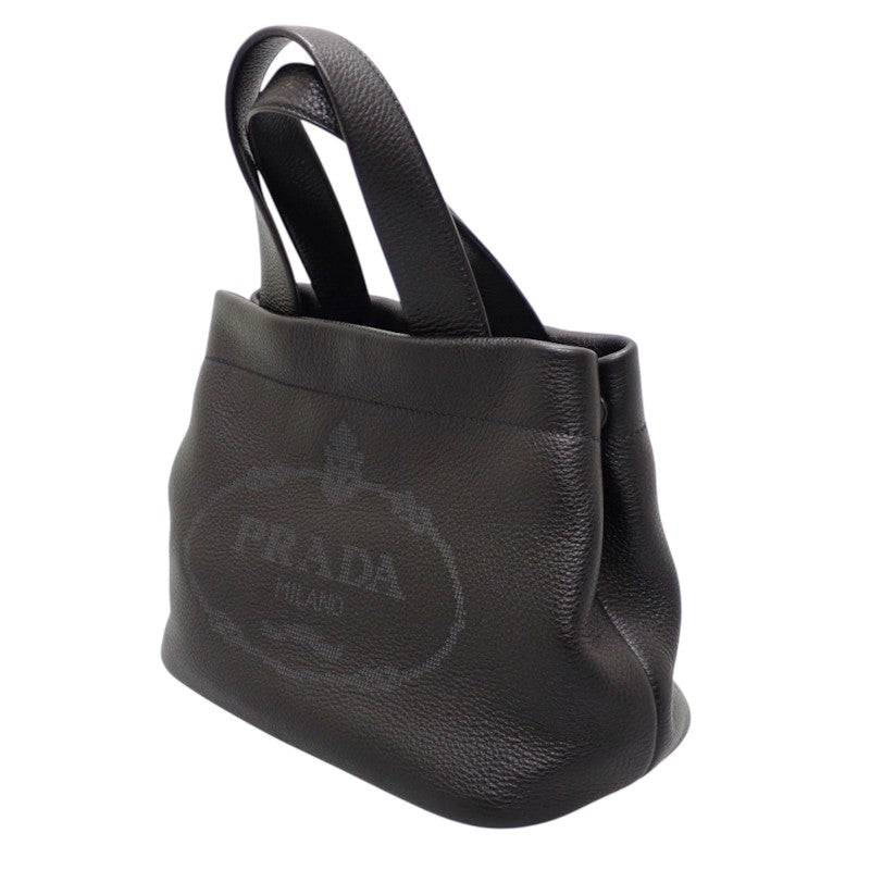 プラダ PRADA スモールレザートート 1BG390 ハンドバッグ レザー ヴィッテロダイノ ブラック ゴールド金具 レディース【中古】【ABランク】