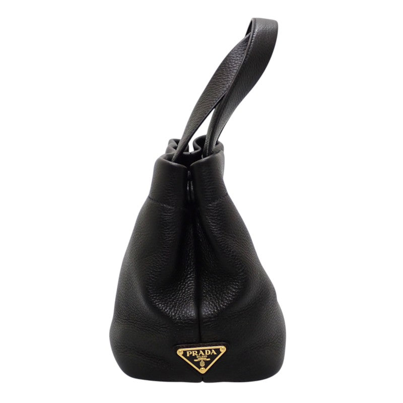 プラダ PRADA スモールレザートート 1BG390 ハンドバッグ レザー ヴィッテロダイノ ブラック ゴールド金具 レディース【中古】【ABランク】
